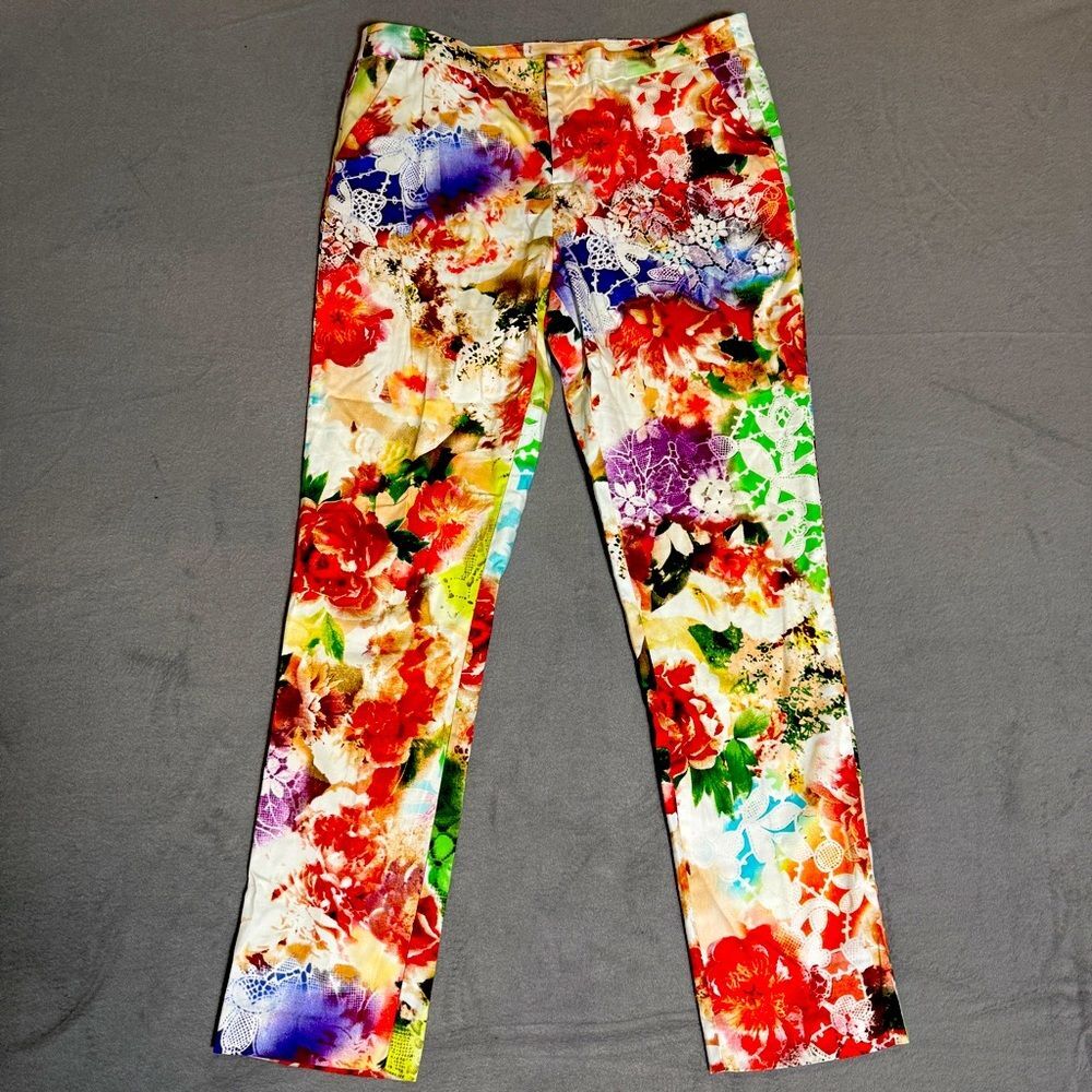 Beige by ECI Floral Print Womens Multicolor Straight Casual Stretch Pants Resort